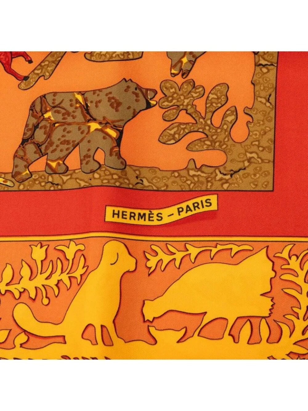 Hermes Carre 90 Early America Vintage Scarf Large Brown Multicolor Silk